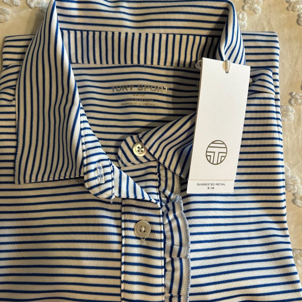 Tory Sport Performance Striped & Ruffle Polo - Picture 3 of 4